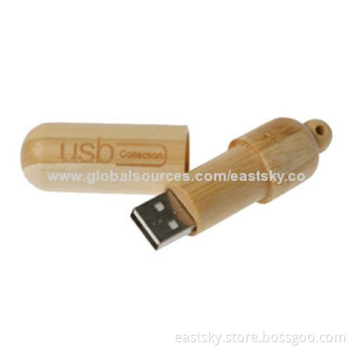 Promotional Wood Pill Style USB drive, Made of Wood, USB2.0 Interface, USB3.0 for Option, OEMNew